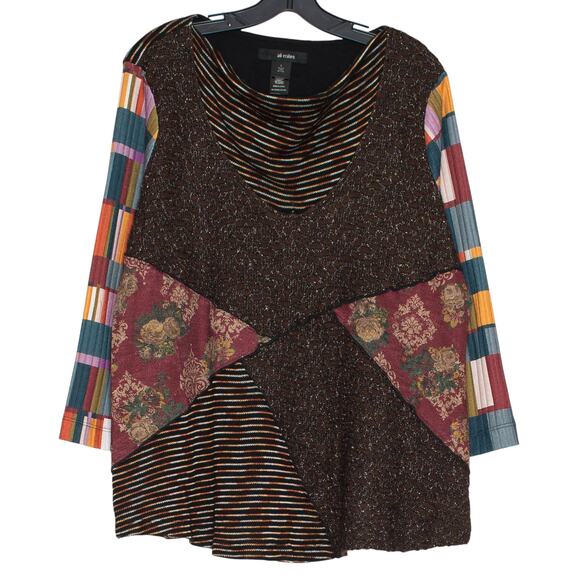 Ali Miles Sweater Patchwork Boho Artsy Lagenlook Cottage Statement Folk Large - Picture 1 of 7